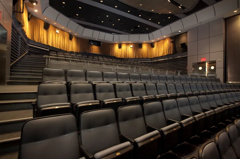 Close up view of the theater seating